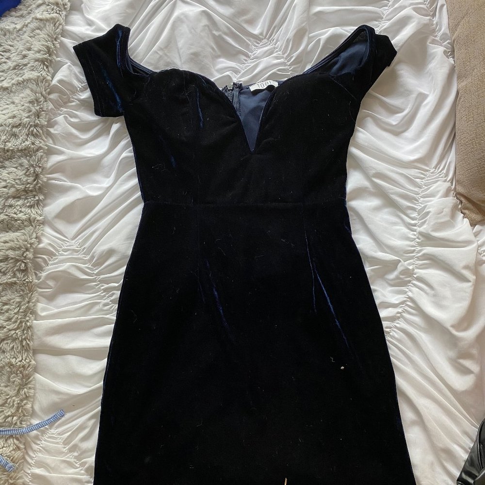 Blue Velvet Mini Dress